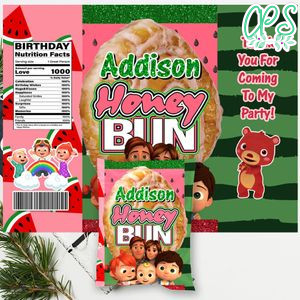Cocomelon Honey Bun Warpper Template Customizable Instant Download