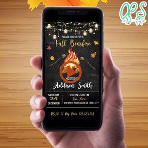 Fall Backyard Bonfire Animated Video Invitation Digital Template Customizable Instant Download
