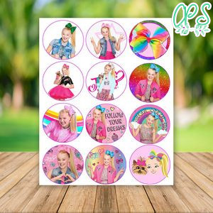 Editable Jojo Siwa Birthday Cupcake Toppers Instant Download
