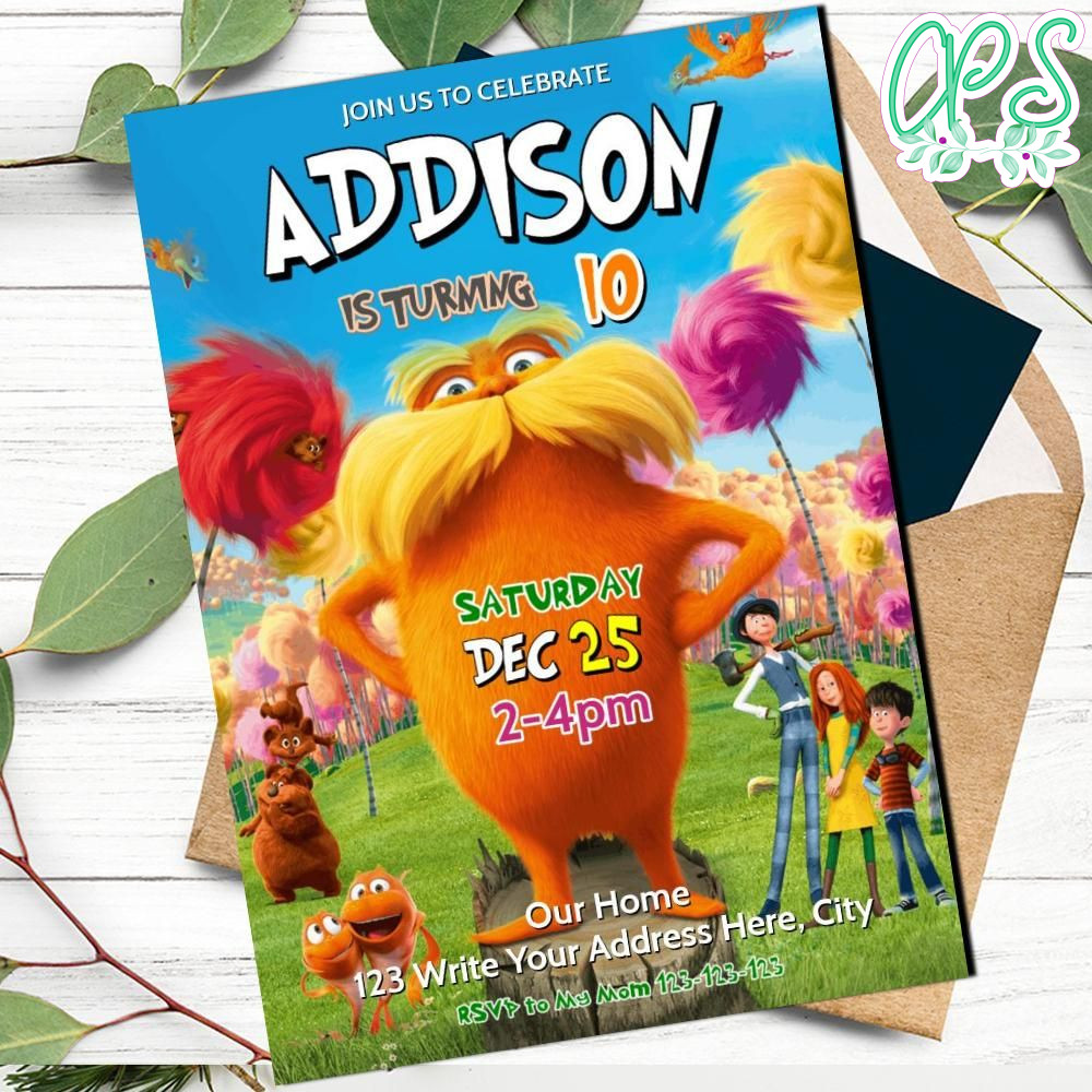 Lorax Birthday Invitation Template To Print At Home CustomPartyShirts Lorax Birthday Invitation Template To Print At Home CustomPartyShirts