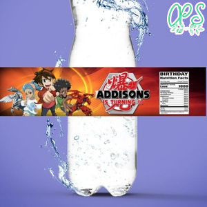 Bakugan Water Bottle Label Template to Print at Home Instant Download