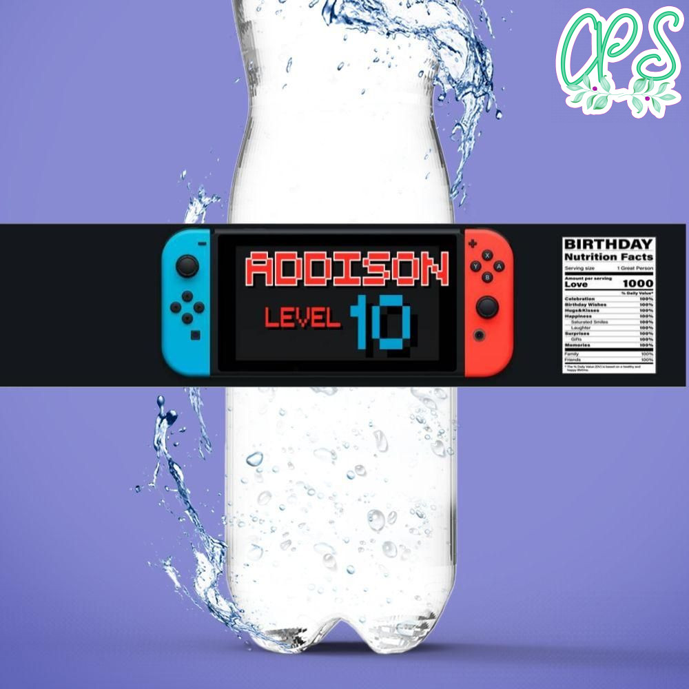 Nintendo Birthday Water Bottle Label Template to Print at Home Instant Download