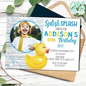 Rubber duck Invitation Template to Print at Home Instant Download