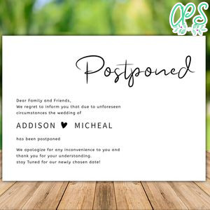 Printable Iphone Postpone Wedding Card Template Instant Download