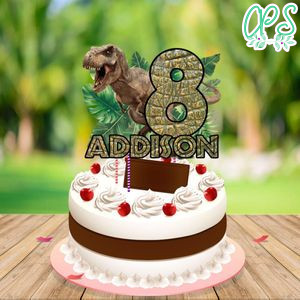 TRex Jurassic Park Birthday Cake Topper Template Printable Instant Download