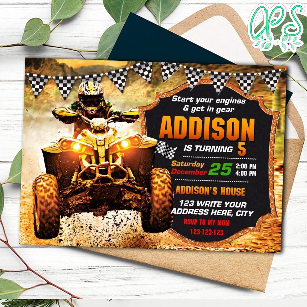 Four Wheeler Birthday Flyer Customizable Template Instant Download