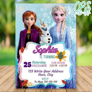 Editable Frozen 2 Elsa Anna Birthday Flyer Instant Download