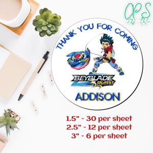 Customized Beyblade Printed Happy Birthday Sticker Sheets