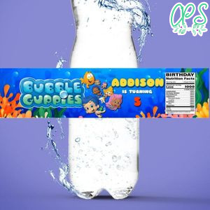 Bubble guppies Water Bottle Label Template to Print at Home Instant Download