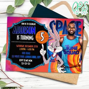 Space jam 2 Party Invitation Template to Print at Home Instant Download