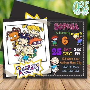 Editable Chuckie Rugrats Birthday Party Invitation Digital File
