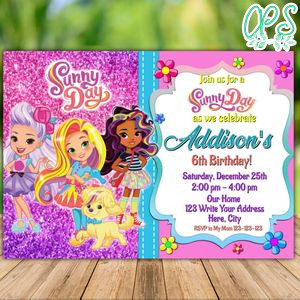 Printable Sunny day Birthday Party Invitation Instant Download