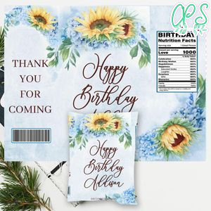 Hydrangea flowers Chip Bag Digital File Printable Instant Download