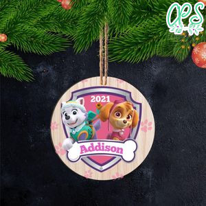 Girl Paw Patrol Christmas Wood Ornament Gift - Kid Christmas Wood Ornament
