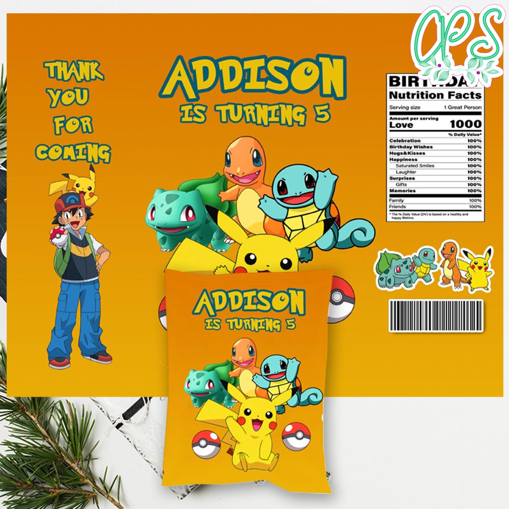 Pokemon Go Chip Bag Digital File Printable DIY CustomPartyShirts
