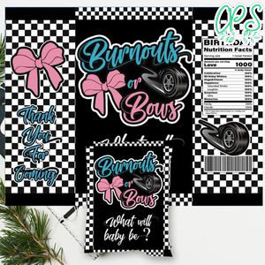 Burnouts or Bows Gender Reveal Chip Bag Digital File Printable Instant Download