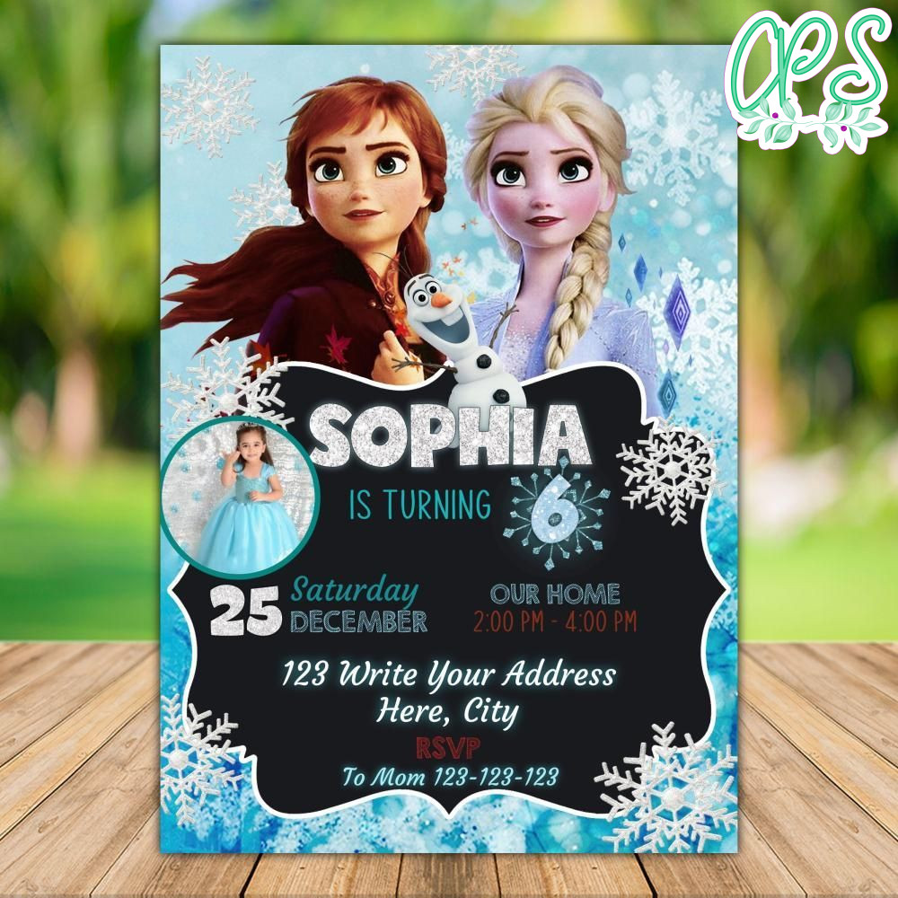 Editable Frozen 2 Birthday Flyer With Photo Instant Download