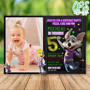 Editable Chuck E Cheese Invitation With Photo Instant Download
