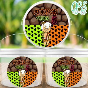 Boy Flintstone Cup labels Digital File Printable Instant Download