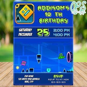 Editable Geometry Dash Birthday Invitations Instant Download
