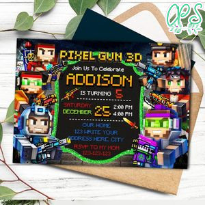 Pixel gun 3d Invitation Customizable template Instant Download