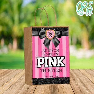Custom Victoria Secret Pink Inspired Gift bag Label to print at home Instant Download