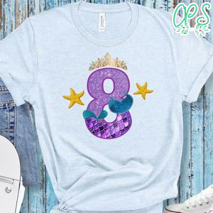Mermaid 8th Birthday PNG file template