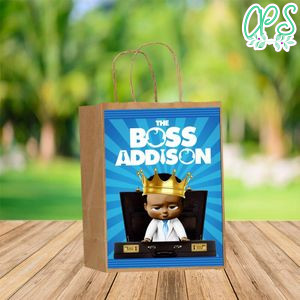 Custom King African American Baby Boss Gift bag Label to print at home Instant Download