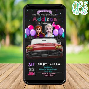 Mobile Frozen 2 Drive By Birthday Parade Electronic Invite Invitation Template Instant Download