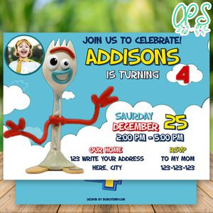 Editable Toy Story 4 Forky Birthday Invitation With Photo Instant Download