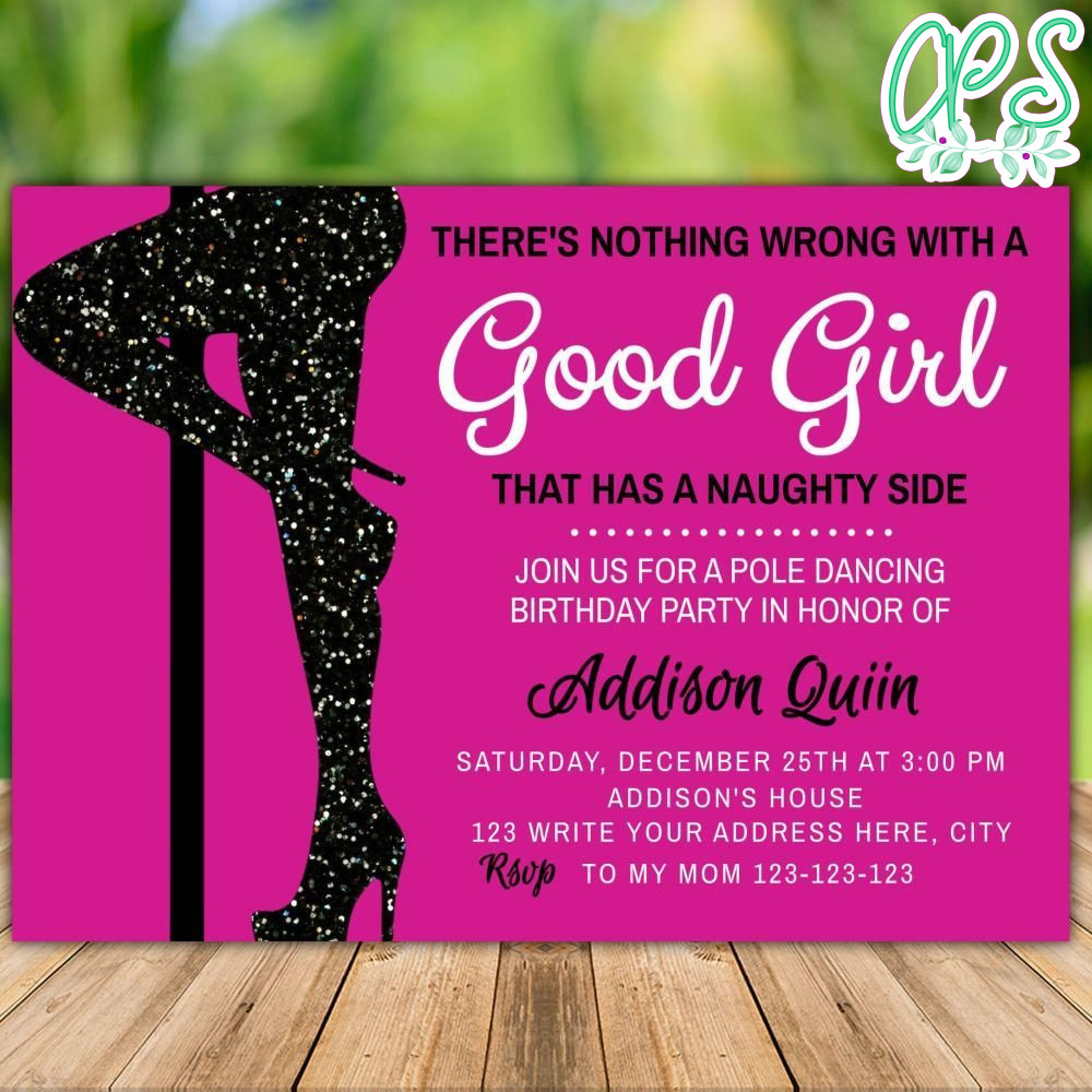Editable Pole Dancing Birthday Invitation Instant Download 