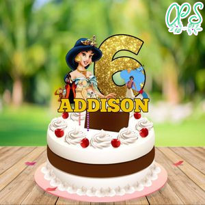 Jasmine Princess Birthday Cake Topper Template Printable Instant Download