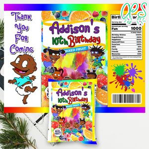 African American Rugrats Birthday Fruit Snack Bag Digital File Printable Instant Download
