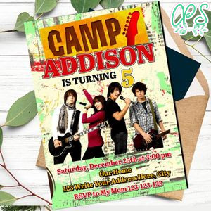 Disney Camp rock Invitation Template to Print at Home Instant Download