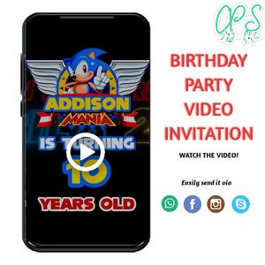 Sonic The Hedgehog Customizable Mp4 Video Invitation File Template Instant Download