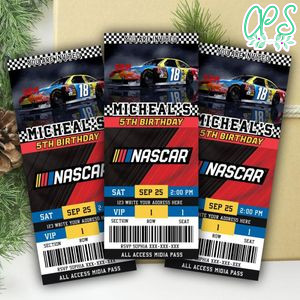 Nascar Ticket Invitation Customizable Template Instant Download