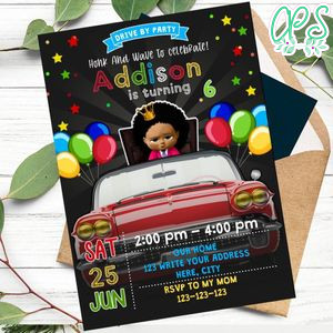 African Girl Boss Baby Drive By Birthday Parade Invitation Printable Instant Download
