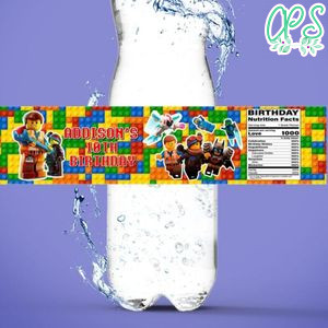Legoland Lego Movie Emmet Water Bottle Label Template to Print at Home Instant Download