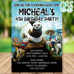 Editable Li Panda - Kung Fu Panda Birthday Invitation Digital File