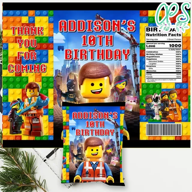 legoland lego movie emmet chip bag digital file printable diy custompartyshirts studio