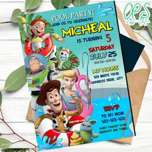 Editable Toy Story 4 Pool Party Invitation Instant Download