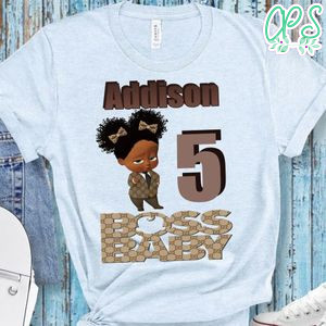 Black Baby Boss Birthday Tee PNG file template for Girl