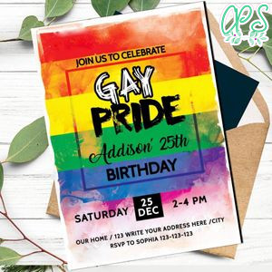 Gay Pride Invitation Template to print at home Instant Download