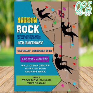 Editable Rock Climbing Birthday Invitations Instant Download