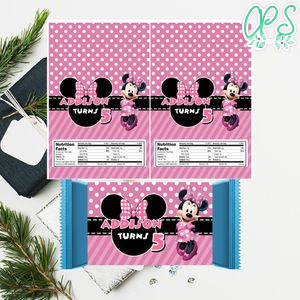 Pink Minnie Mouse hershey Candy Bar Wrapper Digital File Printable Instant Download