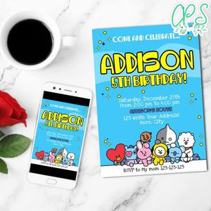 BT21 Invitation Customizable Template Instant Download