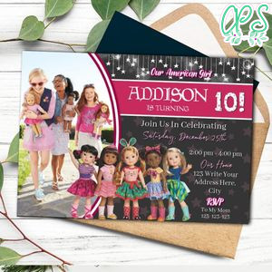 American Girl Invitation Customizable Template Instant Download