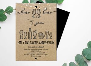 Cheers & Beers Anniversary Party Invitation Template - Brewery Invite