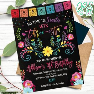Fiesta Mexican Threesta Birthday Invitation Template to print at home Instant Download