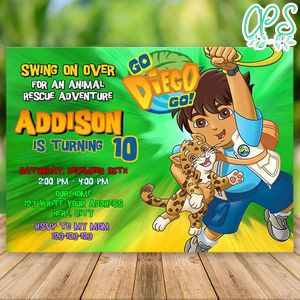 Printable Go Diego Go Birthday Party Invitation Instant Download